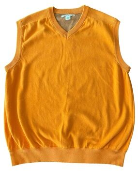 Cutter and Buck Orange Cotton V Neck Golf Sweater Vest (M)